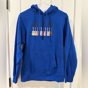 Blue Hoodie with Guitar Design